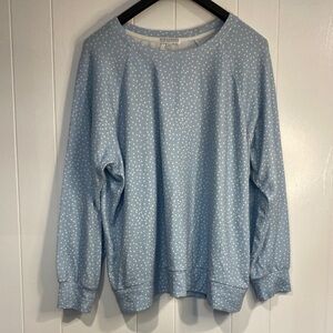 P.J. Salvage Dotted Peachy Knit Long Sleeve Crew Neck Sleep Top Size 2X